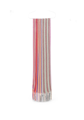 Missoni zigzag-knit fringed scarf - Purple