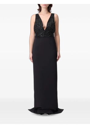 Elisabetta Franchi crystal-embellished sleeveless maxi gown - Black