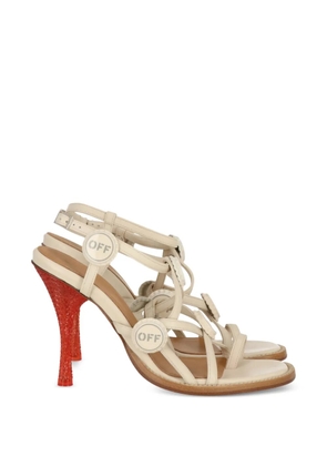 Off-White logo-plaque strappy heeled sandals - Neutrals