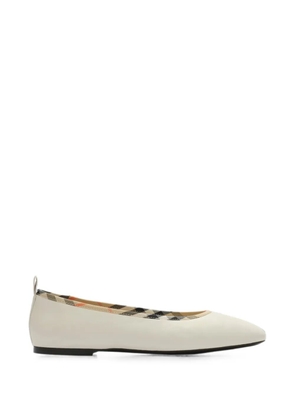 Burberry Check-trim leather Robin ballerinas - Neutrals