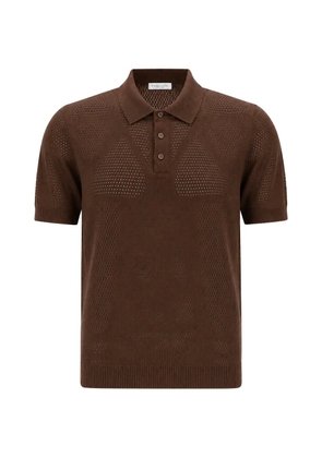 Roberto Collina perforated-knit polo shirt - Brown