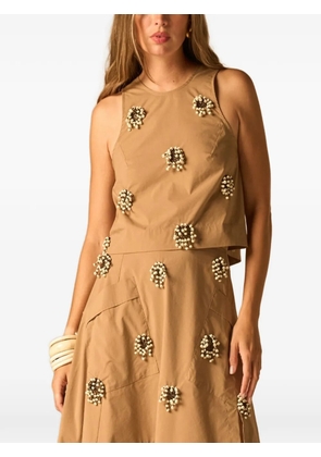 JBQ Philo bead-embellished cropped top - Neutrals