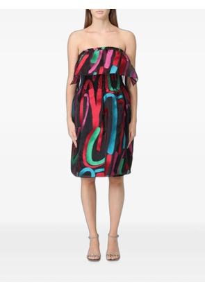 Emporio Armani abstract-pattern bustier mini dress - Black
