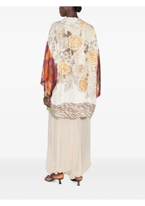 Anna Molinari floral-print open-front jacket - White