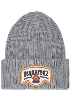 DSQUARED2 logo-appliqué knit beanie - Grey