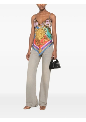 Versace Jeans Couture baroque-print handkerchief-hem top - Gold