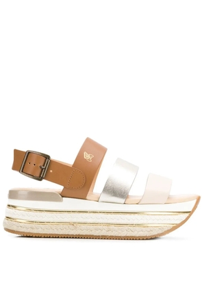 Hogan panelled platform sandals - Brown