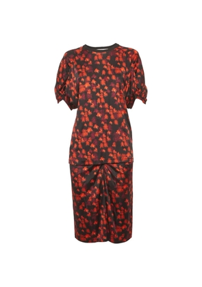 Givenchy Pre-Owned floral-print puff-sleeves midi skirt set - Black