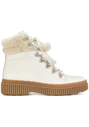 Tod's shearling-trimmed ankle boots - White