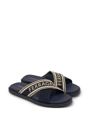 Ferragamo Pre-Owned criss-cross canvas sandals - Blue