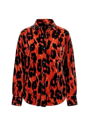 R13 leopard-print drop-neck shirt - Red