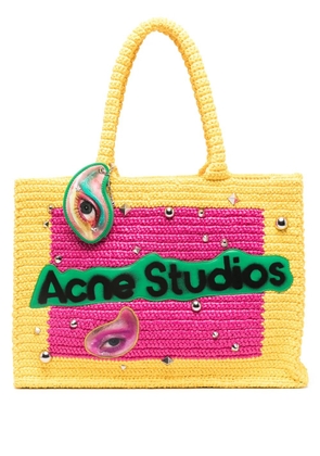 Acne Studios colour-block raffia tote bag - Pink