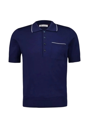 Brunello Cucinelli contrast-trim polo top - Blue