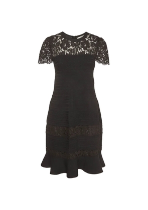 Valentino Garavani Pre-Owned lace-panelled ruffled mini dress - Black