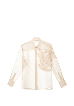 Antonelli leaf-appliqué sheer shirt - Neutrals