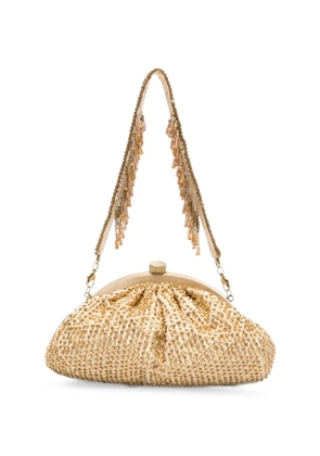 SLO_HAND_MADE bead-embellished clutch bag - Gold