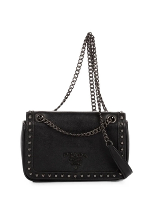 Prada Pre-Owned studded flap cross body bag - Black