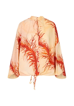 F.R.S For Restless Sleepers coral-print ruffled blouse - Neutrals
