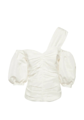 Self-Portrait 2019 ruched one-shoulder top - Neutrals