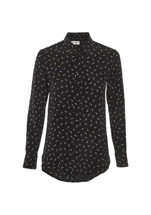 Saint Laurent Pre-Owned Eiffel Tower-print silk shirt - Black