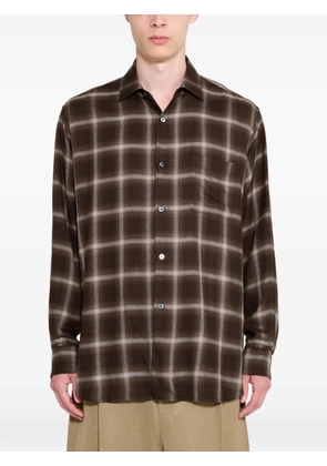 ssstein check-pattern oversized shirt - Brown