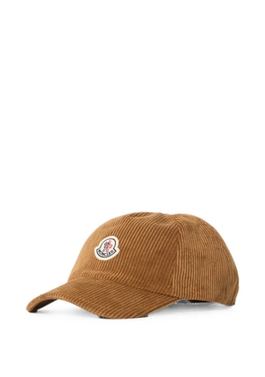 Moncler logo-patch corduroy baseball cap - Brown