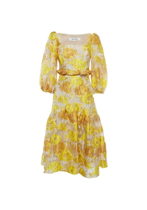 ELLIATT ruffle-trim floral-jacquard skirt set - Yellow