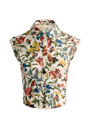 alice + olivia Kim floral-print corset top - Neutrals