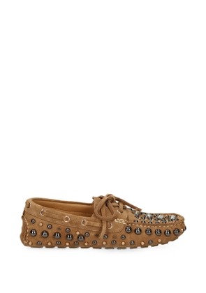 strategia shoes Santorini stud-embellished leather loafers - Neutrals