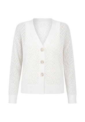 Allude open-knit V-neck cardigan - White