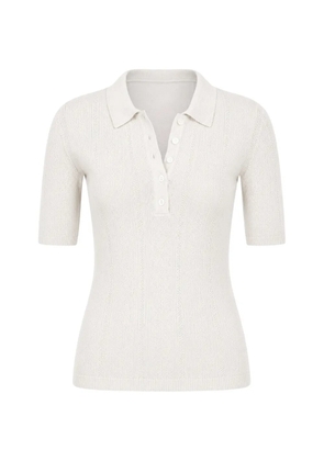 HERSKIND Cyenna pointelle-knit polo top - White