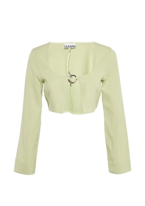 GANNI cropped ring-fastening cartigan - Green