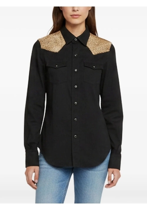 Saint Laurent Pre-Owned leopard-print yoke shirt - Black