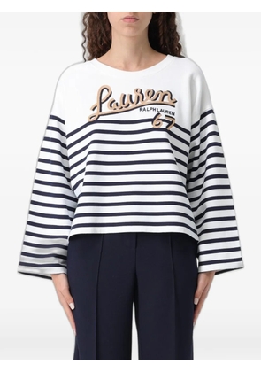 Lauren Ralph Lauren striped logo-patch sweater - White