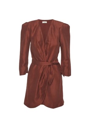 SANDRO belted wrap mini dress - Brown