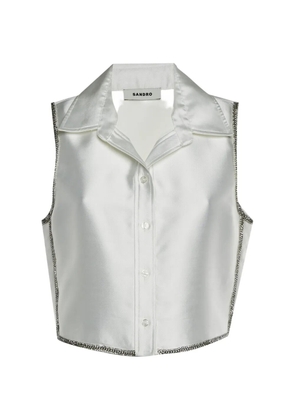 SANDRO Gleam crystal-embellished shirt - White