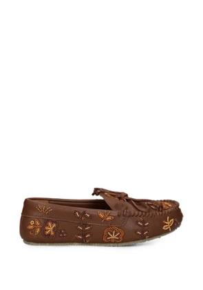 DE SIENA SHOES Arianna bead-embellished leather loafers - Brown
