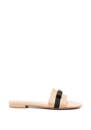 Gianvito Rossi bow-detail woven-construction slides - Neutrals