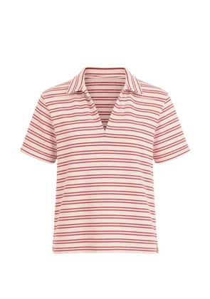 Velvet stripe-pattern polo top - Neutrals