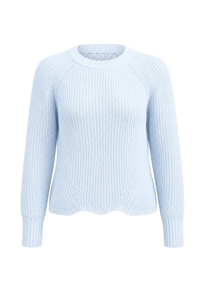 Autumn Cashmere scallop-edge shaker-stitch sweater - Blue