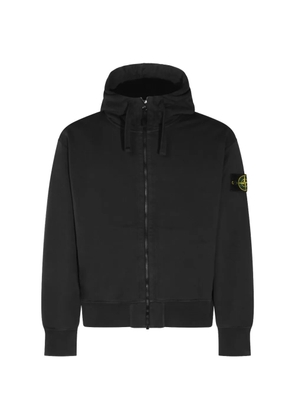 Stone Island logo-patch zip-up hoodie - Black