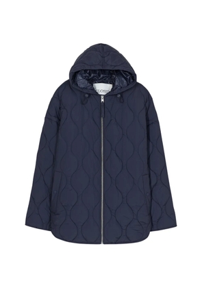 Closed quilted oversized jacket - Blue