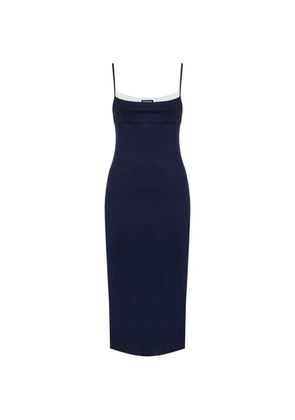 Miu Miu layered-effect square-neck midi dress - Blue