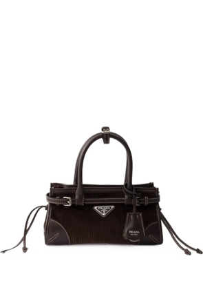 Prada Bonnie small corduroy and leather handbag - Brown