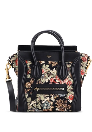 Celine Pre-Owned Luggage Bag Printed Jacquard and Leather Nano satchel - Black
