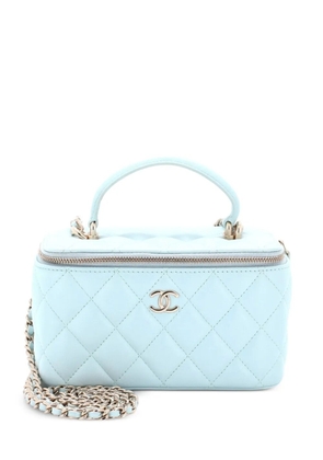 CHANEL Pre-Owned Classic Top Handle Vanity Case with Chain Quilted Lambskin Small crossbody bag - Blue