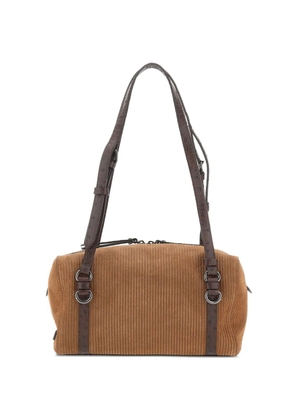 GIANNI CHIARINI Terry ribbed-suede shoulder bag - Brown
