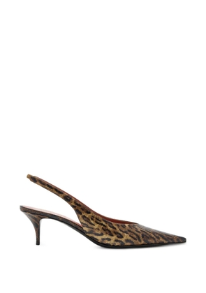Amina Muaddi snake-effect leopard-print pumps - Brown