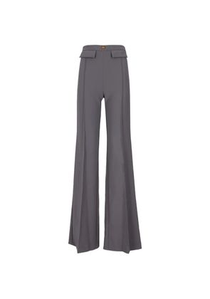 Elisabetta Franchi logo-plaque flared trousers - Grey