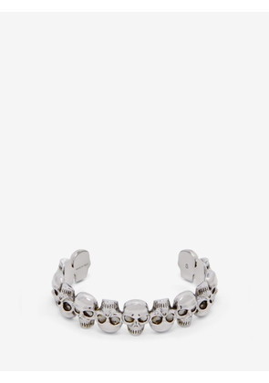 McQueen Multi-skull Cuff - Silver - Men - S